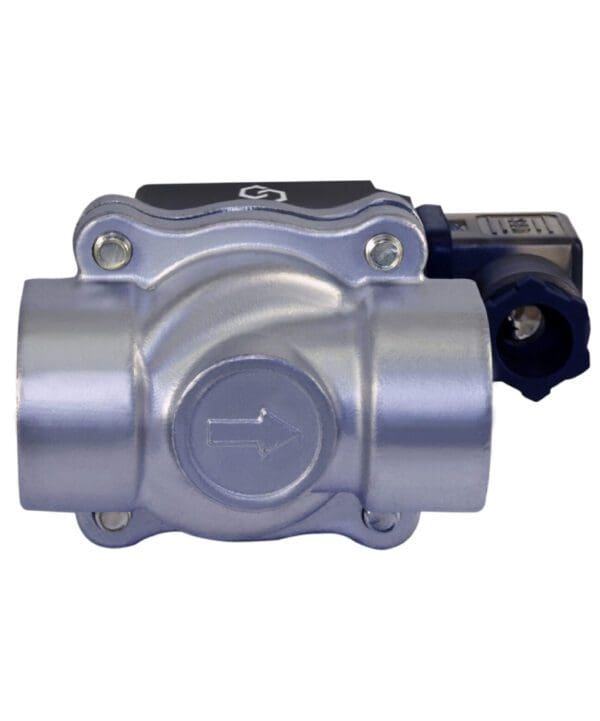 A 3/4" Inch Zero Differential Stainless Electric Solenoid Valve with a Viton seal.