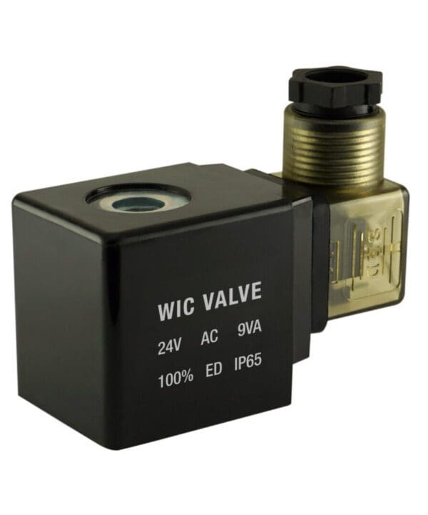 A 3/4" inch stainless steel electric solenoid process valve with a Viton seal on a white background.