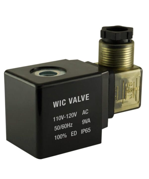 A white background showcasing a 3/4" inch Zero Differential Stainless Electric Solenoid Valve with a Viton seal in its normally closed state.