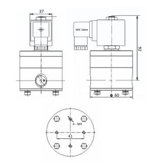 2PCX High Pressure Anti Corrosion Electric Valve Dimensions
